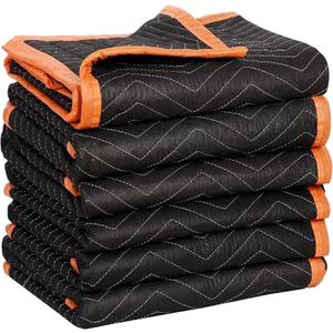 Simpli-Magic 79522 Heavy Duty Padded Moving Blankets, Orange/Black, 72 x 80, 6 Pack