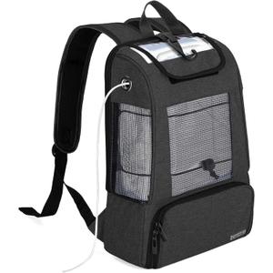 CURMIO Portable Oxygen Concentrators Backpack, POC Travel Carrying Bag with Mesh Panels for Breathability, Compatible for Inogen, Oxygo, Caire Units, Black, Bag Only