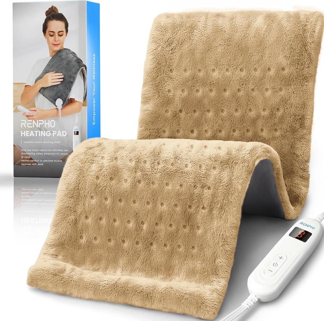 RENPHO Heating Pad for Back Pain & Cramps Relief, Hsa Store Eligible Items, Heat Pad for Knee and Leg, Mothers Day Gifts for Mom Wife, Auto Shut Off, ETL Certified, 12" x24, Light Yellow