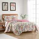 Stratford Park All Season Multi-Color Floral 3 Piece Quilt Set, King Size, Matching with Pillow Shams, Printed Coverlets