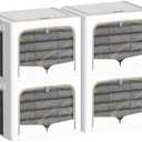 4 Pack Clothes Storage Bins with Metal Frame Clothing Storage Bins with Lid Linen Fabric Storage Box With Clear Window＆ Zippers＆ Durable Handles (Extra Large- 80L, Count, 4)