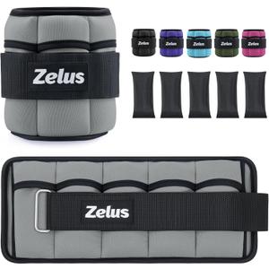 ZELUS 1 Pair Adjustable Ankle Weights, 2 4 6 8 10 lb Modularized Leg Weight Straps for Women Men, Weighted Ankle Weight Set with Removable Sandbags, 1-5 lb per Ankle Strap for Gym Yoga Jogging Walking (Grey)