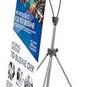 T-SIGN Reinforced Block Adjustable Tripod X Banner Stand, 23 x 63 to 32 x 78 Inch, Portable Travel Bag, Bigger, More Adaptable, Trade Show Exhibition - Silver (Pack of 1)