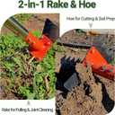 2-in-1 Garden Hoe and Weed Puller Rake, 60 Inch Adjustable Long Handle Weeding Tool Heavy Duty Spring Steel Head with Sand Texture Finish, Weed Remover for Garden, Yard, Lawn, Driveway