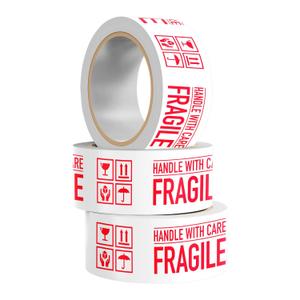 Warning Label Tape for Shipping, Caution Packaging Tape Roll for Parcel, Package, Cardboard, Boxes, HotMelt Sealing Packing Printing Tape 2" x 110 Yard (per roll) (Fragile)