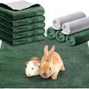 SmoothNovelty 5 Pcs Waterproof Guinea Pig Blankets Washable Small Animal Pee Pad Pet Blanket Sleep Bedding Mats Absorbent Guinea Pig Cage Liner Reusable Pet Sleep Pad(Dark Green,18" X 24",Classic)