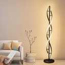 Modern Spiral Floor Lamps for Living Room, 40W LED Floor Lamp with Remote Control, 60 Inch 3 Color Temperatures & Dimmable Brightness Corner Standing Lamp Black Floor Lamp for Bedroom, Office