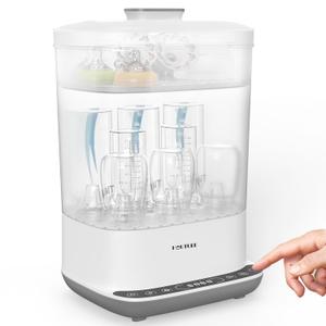 HAUTURE Bottle Sterilizer and Dryer, 6-in-1 Baby Bottle Sterilizer (Esterilizador de Biberones), 10 Bottles Capacity, Electric Steam Bottle Sanitizer for Baby Bottles, Breast Pump Parts & Pacifiers (White)