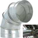 90-Degree Elbow Pipe, 6" Galvanized Metal Duct Pipe Connector, 90 Stainless Steel HVAC Elbow Pipe, Single Wall Ducting Fitting for Exhaust, Ventilation Hose Collar