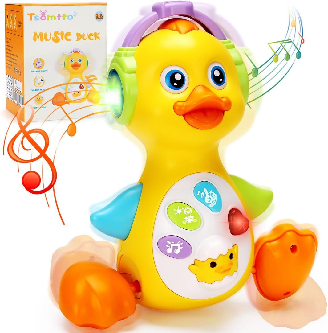 Tsomtto Baby Musical Light Up Duck Toy, Baby Toys 0-3-6-9-12 Months Dancing Crawling Tummy Time Toys, Newborn Infant Learning Toy Gifts for 0 3 4 5 6 7 8 Month Old Baby Boys Girls