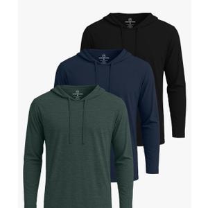Real Essentials 3 Pack: Men's Cotton Lightweight Casual Pullover Drawstring Hoodie With Pocket,L
