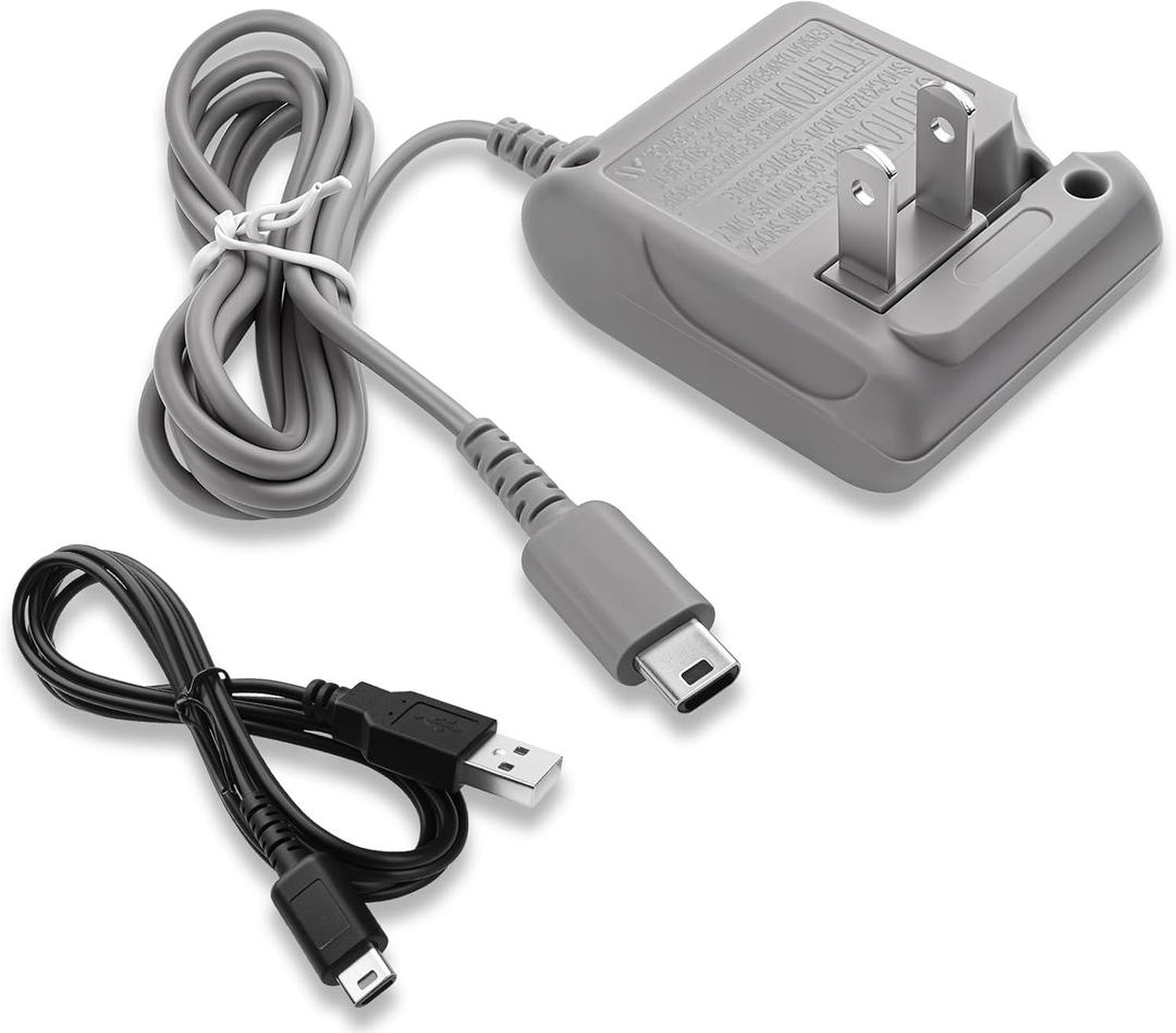 DS Lite Charger,Compatible with Nintendo DS Lite 100-240V Wall Plug Adapter, with USB Charging Cable for Nintendo DS Lite