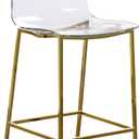 Meridian Furniture Lumen Collection Modern Contemporary Acrylic Counter Stool with Stainless Steel Base, 16.5" W x 20" D x 42" H, Gold