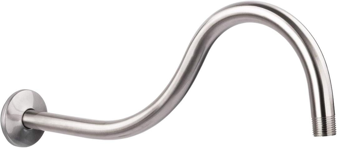Shower Head Extension Arm by JS Jackson Supplies, 16 inch Assembled Length, High Arc Long Extender Pipe, Great for Rain Fall Showerhead, Brushed Nickel Finish