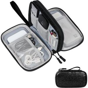 Skycase Electronic Organizer Travel Case - Waterproof Travel Cord Pouches for Organization, Cable Organizer, All-in-One Double Layers Storage Bag for Accessories, Charger, Cable, Black (Medium)