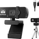 4K Webcam with Tripod, PC Ultra HD Web Camera with Microphone, PDAF Autofocus,Privacy Cover,USB A & USB C Adapter, Plug & Play,Ideal for Business Meetings&Live Streaming