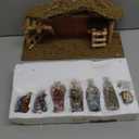 15.25-Inch Long Moss Stable with Set of 9 Resin Figurines Nativity Scene