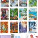 Foreveryoung Minigem Small Diamond Art Kits for Beginners, 12Pcs Square Drill Diamond Painting Kits for Adults 3-Hour Painting, Postcard-Style Mini Diamond Art Kits for Adults 5x7 Inch (Twelve Months)