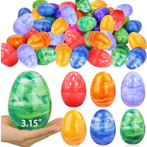 TURNMEON 72 Pcs 3.15" Galaxy Large Easter Eggs Bulk Empty Plastic Fillable for Filling Treats, Easter Eggs Hunt, Easter Basket Stuffers Fillers, Easter Party Favor, Classroom Prize Supplies