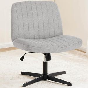 OLIXIS Criss Cross Legged Chairs Armless No Wheels Wide Seat Height Adjustable Swivel Padded Fabric Home Office Desk Seating for Bedroom, Student, Study Room (Grey)