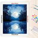 Nature Paint by Numbers Kit for Adults - DIY Full Moon Reflected on Lake Painting on Rolled Canvas 16x20 Inches, Acrylic Paint Set, Suitable for Beginners, Art for Home Decoration or Gifts