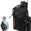 Small Fishing Bag with Rod Strap, Portable & Lightweight, Fish Small Tackle bag  Fits Tackle Boxes & Gear,Move Freely, Cast Smoothly - Fishing Gifts for Men (Black)