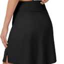 FitsT4 Sports Women's 20'' Swim Skirt Skort with Pocket High Waisted Modest Swimsuit Bathing Suit Bottoms (Black, L)