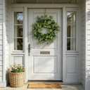 26" Green Hibiscus & Eucalyptus Leaf Wreath for Front Door - Large Artificial Greenery Outdoor Wreath for Porch, Window, Farmhouse, Home, Holiday, Hanging Decor - Spring, Summer, Fall, All Seasons
