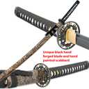 Vulcan Gear Japanese Black Blade Sacred Handmade Sharp Katana Samurai Sword with Wood Sword Stand and Scabbard