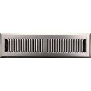 HVAC Premium 2" X 10" Modern Floor Register Grille with Dampers - Contempo Decorative Grate - HVAC Vent Duct Cover - Satin Nickel