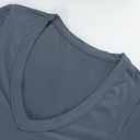 PALINDA V Neck Slim Fitted Shirts for Women Basic Casual Short Sleeve T Shirts Going Out Tops Sexy Y2K Tees (Blue, XL)