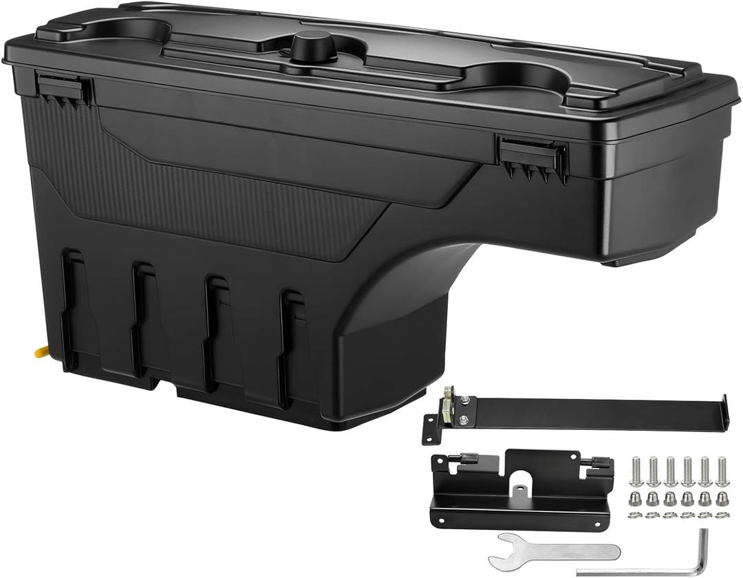 GEARLAST Truck Bed Storage Box With Password Lock For 2007-2019 Chevy/GMC Silverado/Sierra 2500/3500HD, Drivers Side,30L, Black