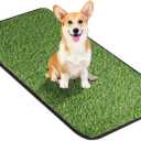 Artificial Grass Mat, Dog Grass Pee Pads, Fake Grass Pad for Pets Potty Training, Soft Grass Rug, Grass Doormat with Drainage Holes, Pet Turf for Indoor Outdoor Use, Washable(15.7''*31.5'')