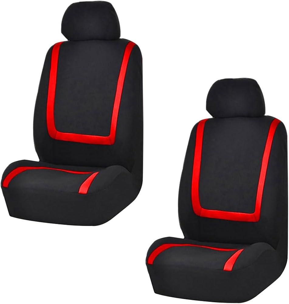 2 Pack Car Seat Covers, Breathable Seat Protectors, Anti-Slip Driver Seat Cover, Comfortable Front Seat Cover Set Universal Fit for Truck, SUV, Sedan, Airbag Compatible (Black&Red)