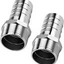 2PCS Stainless Steel 1-1/4" to 1-1/4" NPT Male Threaded Hose Barb Fittings, 1-1/4in to 1-1/4in NPT Hose Barb Connectors for Water Air Gas Pipes