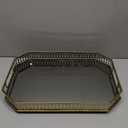Bar Gold Mirrored Trays Mirror Decorative Tray13.8" X 9.6" X2.2" Vintage Mirrored Bar Tray for Perfume and Cosmetics Dressing Table Bathroom or Jewelry Display Bar Cart Drink Tray