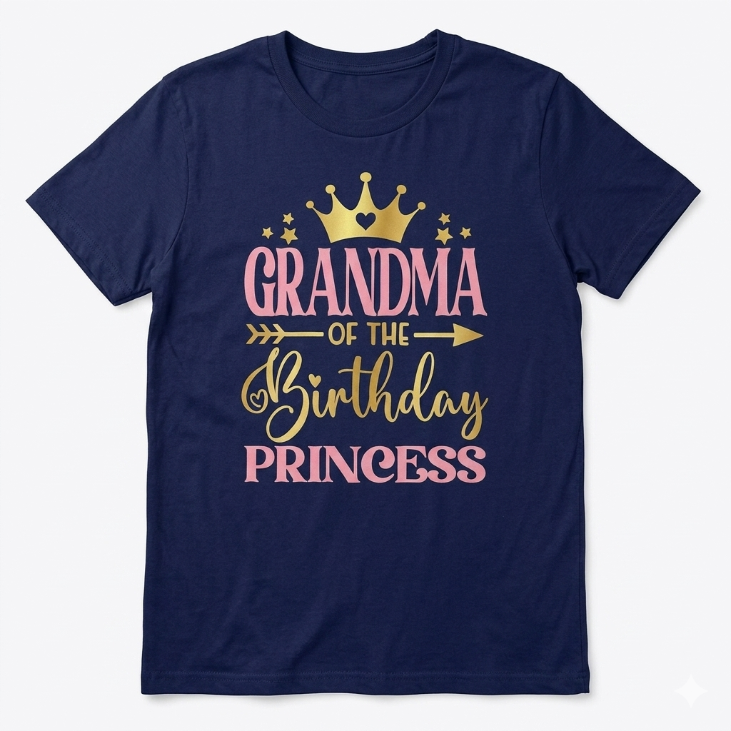 Grandma of The Birthday for Girl 1st Birthday Princess T-Shirt (Small, Purple)