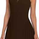 Koscacy Womens Tennis Dress Sleeveless Pleated Golf Dresses with Shorts 1/4 Zip Up Polo Collar Workout Athletic Outfits (Brown, S)