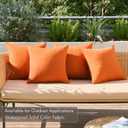 MIULEE Pack of 4 Decorative Outdoor Throw Pillow Covers Linen Waterproof Pillow Covers Summer Farmhouse Cushion Cases for Patio Garden Tent Balcony Couch Sofa 16x16 Inch Bright Orange
