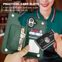 ONETOP for iPhone 16 Plus Wallet Case with Card Holder, 360 Rotation Ring Kickstand RFID Blocking PU Leather Double Magnetic Clasp Shockproof Cover for Women and Girls 6.7 Inch (Green)