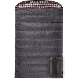 Teton Mammoth Queen Size Double Sleeping Bag- A Warm Bag The Whole Family can Enjoy  Great for Camping, Hunting and Base Camp. Compression Sack Included (Grey (Cotton Flannel Liner))