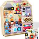 JAUNTY Kitchen Busy Board Toy for 3 4 5 Years Old, Wooden Sensory Toys Montessori 3-5 Toddler Girls Toy with Sound, Learning Kitchen Toys Great 1st First Birthday Gift for Girls Boys