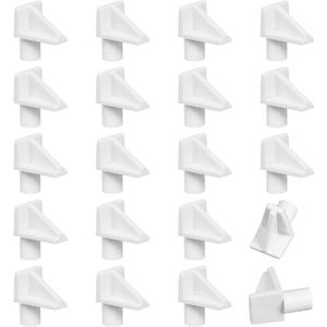 20pcs White Shelf Pegs, 1/4 inch Plastic Shelf Pins Shelf Support Pins, Cabinet Shelf Clips Shelf Holder Pins for Bookcase Cabinets Shelves Cupboard