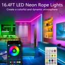 Bvokon 16.4FT Neon Rope Lights,Flexible Led Rope Light Control with App/Remote,Multiple Modes,Music Sync,IP65 Outdoor RGB Led Strip Lights Waterproof