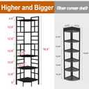 HOMISSUE Corner Shelf, 6 Tier Tall Narrow Bookshelf 76.9", Industrial Corner Bookcase with Storage for Home Office Living Room and Bedroom, Black