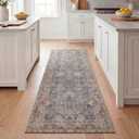 Kuden 2'6"x7' Runner Rug, Machine Washable Area Rug with Non-Slip Backing, Vintage Style, Soft, Easy Clean, Low Pile Rug for Hallway, Entryway, Kitchen, Bedroom