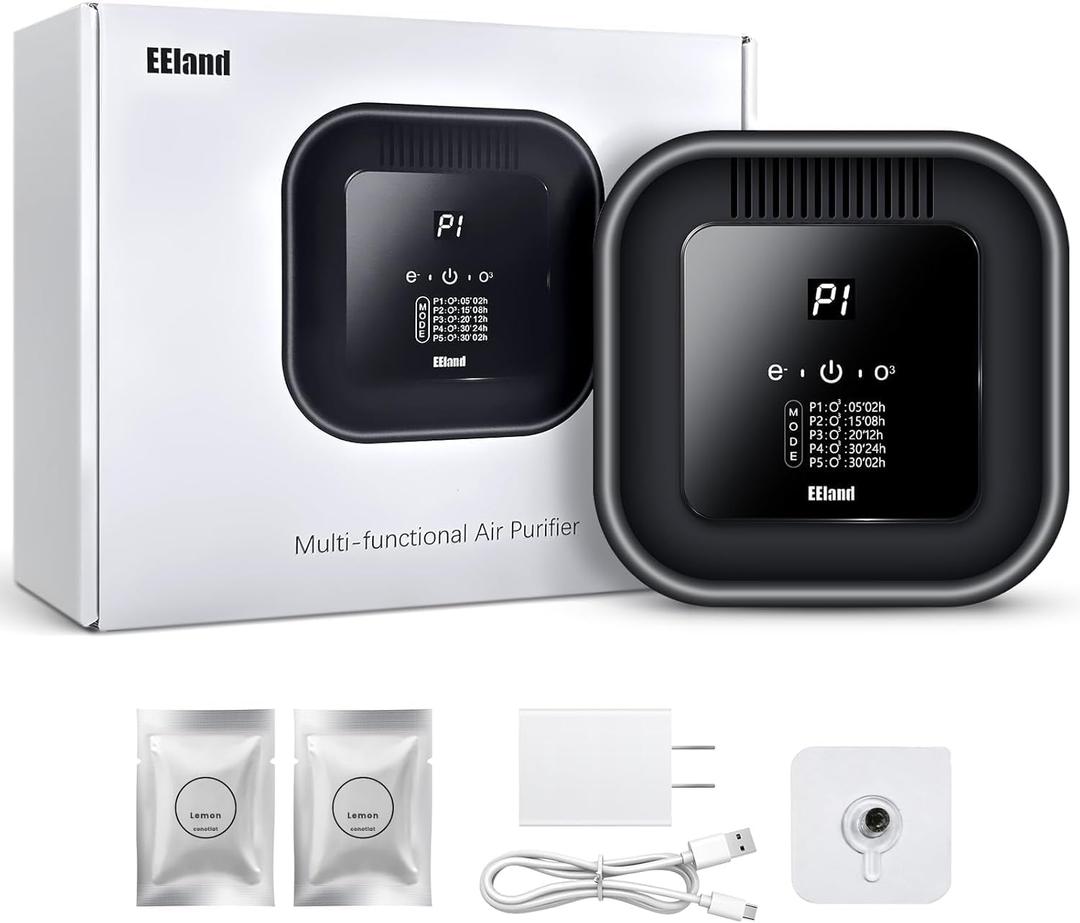 Cat Litter Deodorizer 99% Odor Removal, Air Purifier for Pets, Strong Odor Eliminator for Litter Box, Toilet, Closet, Cabinet, Shoe, Garage (Black)