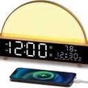 HAODINGMAI Sunrise Alarm Clock Wake Up Light with Sunrise Simulation White Noise Machine Touch Control Bedside Lamps Colors Atmosphere Lamp 30/60/90 Sleep Timer 13 Nature Sounds