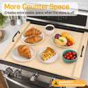 Noodle Board Stove Cover, Wooden Stovetop Cover with Non-Slip Feet, Handle & Raised Lip, Extra Counter Space for Kitchen (29.5 x 22 Natutal)