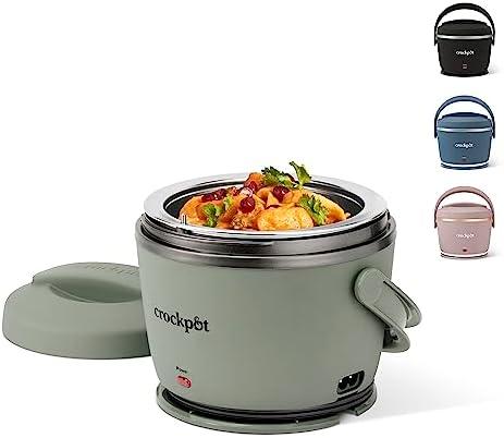 Crock-Pot Portable Electric Lunch Box 20-Ounce Food Warmer Moonshine Green | Ideal for Travel On-the-Go | Keeps Food Spill-Free Warm & Tasty | Dishwasher-Safe